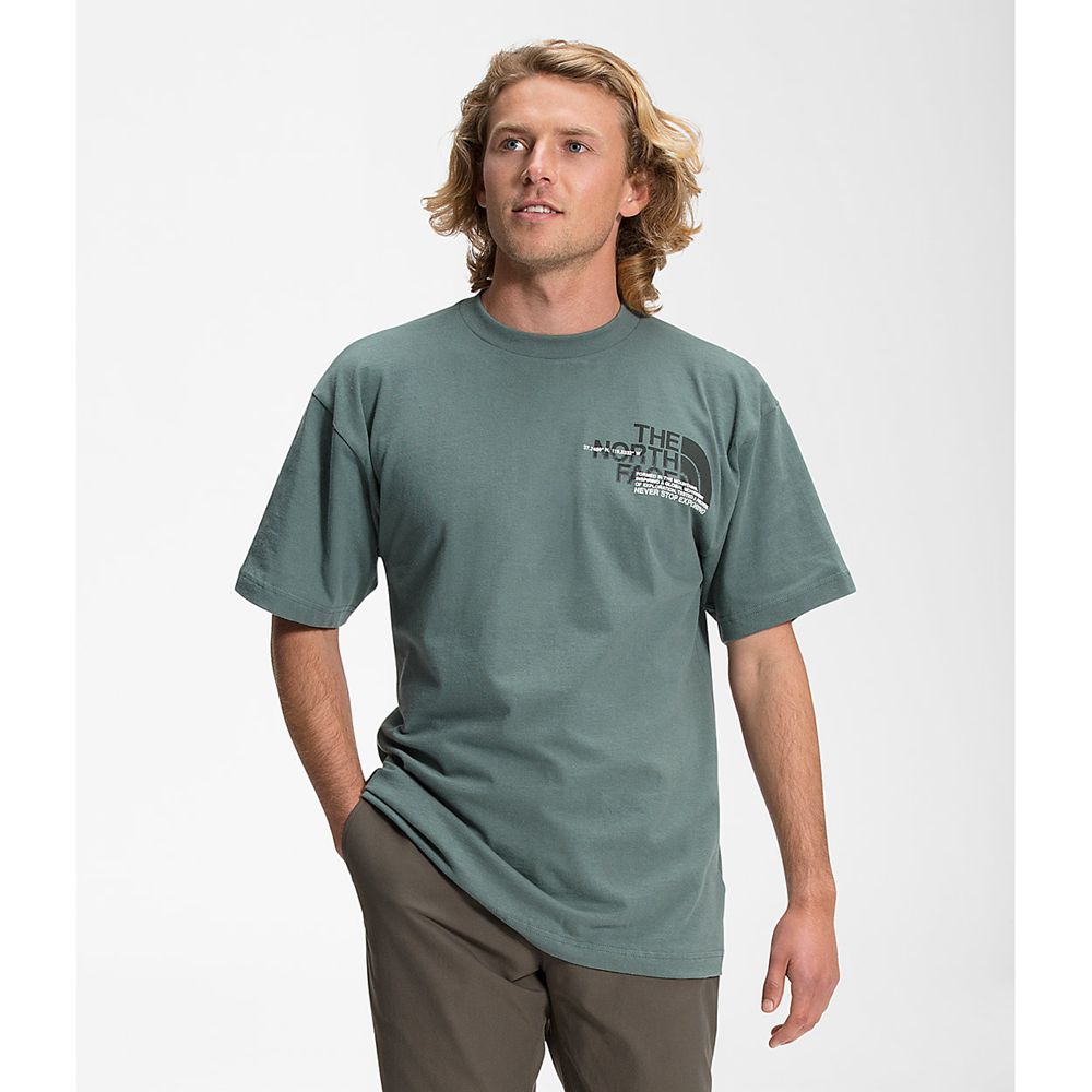 The North Face T-Shirts Mens Australia - The North Face Coordinates Short Sleeve Green (RCZ-296380)